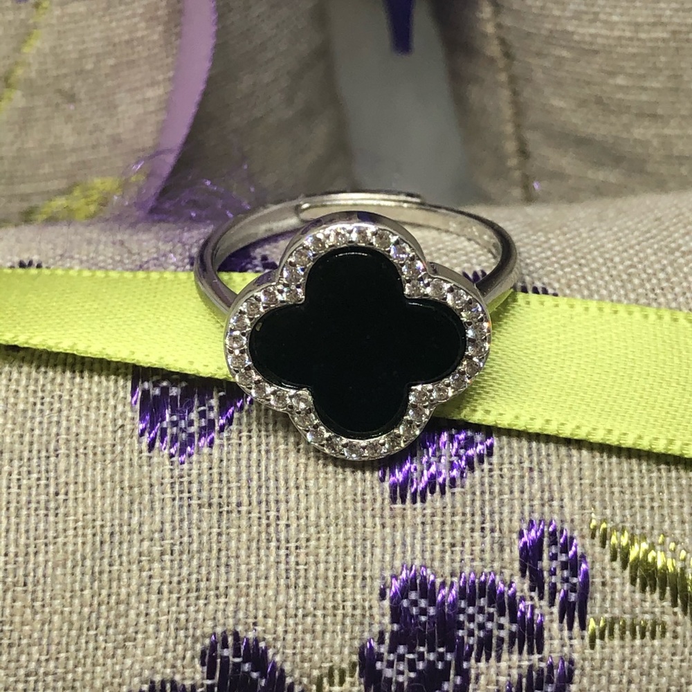 Emerald black jade jade 925 silver rings